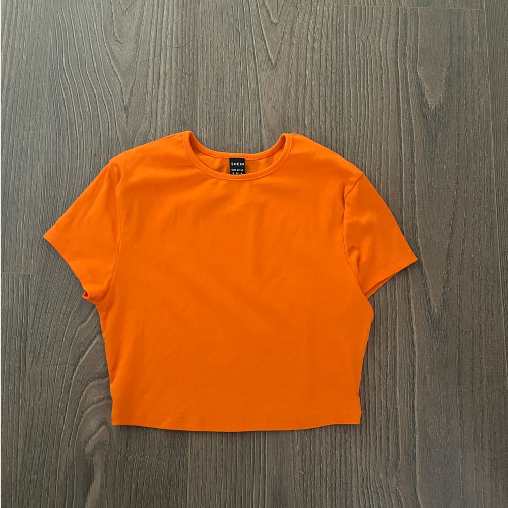 Shein Women’s Crop Bright Orange Tee